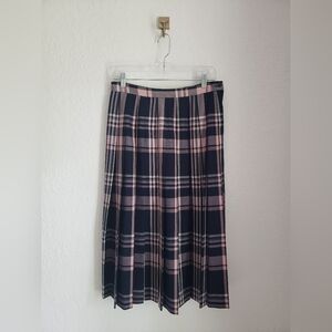 Pendleton Skirt Women's Size 12 Petite Vintage Pleated Tartan Plaid Navy Pink